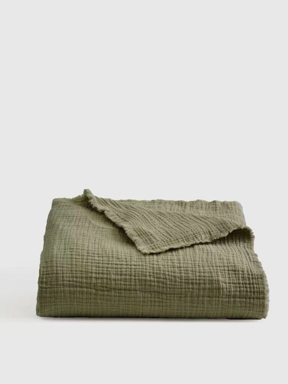 NWT Quince Organic Cotton Airy Gauze Throw Blanket | 50x60 | Muted Olive Green